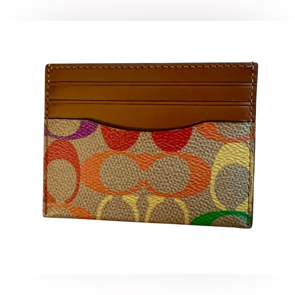 Coach Academy Backpack w/Matching Slim Card Case, In Rainbow Signature Canvas - Picture 11 of 16